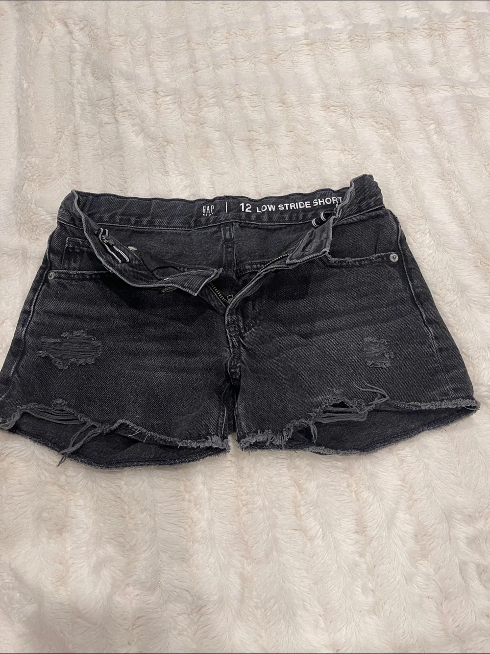 GAP Black Distressed Frayed Hem Denim Shorts